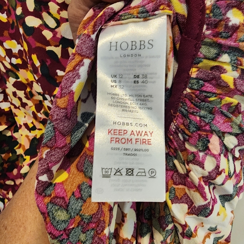 HOBBS LONDON CAMELLIA FLORAL MIDI DRESS HIGH NECK SIZE 8 - Picture 8 of 16